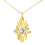 14K Yellow Gold Natural Diamond Fluted Drop Pendant