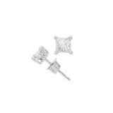 JT ESTATE 14K White Gold Natural Princess-Cut Diamond Studs