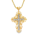 JT ESTATE 14K Yellow And White Gold Natural Diamonds Cross Pendant