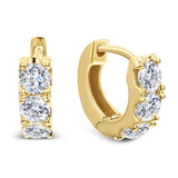 18K Yellow Gold 12Mm Round Huggie Natural Diamonds Hoop Earrings