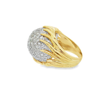 JT ESTATE 18K Yellow And White Gold Domed Cluster Natural Diamonds Ring