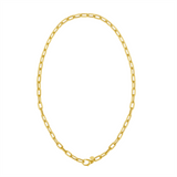 14K Yellow Gold Polished Charm Lock Paperclip Link Chain
