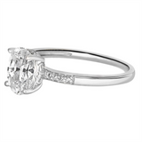 14K White Gold Oval White Topaz Classic Ring