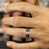 Gray Tantalum And Black Titanium ‘The Bryce’ 8mm Leaf Pattern Wedding Band