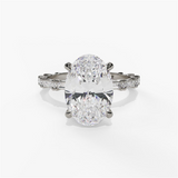 14K White Gold Classic Round Natural Diamonds Engagement Ring