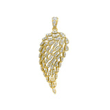 14K Yellow Gold Natural Diamond Angel Wing Pendant