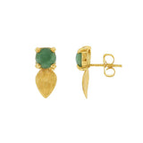 JT ESTATE  14K Yellow Gold Jade Leaf Drop Earrings