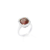 18K White And Rose Gold Cushion Pink Tourmaline Halo Ring