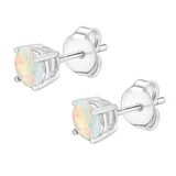 14K Yellow Gold Opals Stud Earrings