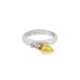 JT ESTATE Sterling Silver And 18K Yellow Gold Tiffany & Co. Dangling Heart Ring