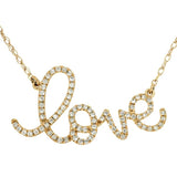 14K Yellow Gold Natural Diamonds 'love' Necklace