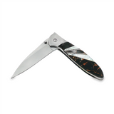 Stainless Steel Pocket Knife With Black Buffalo Dolomite And Bronze Handle