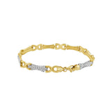 JT ESTATE 10K Yellow And White Gold Diamond Cut Fancy Link Bracelet