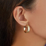 14K Yellow Gold 25mm Semi-Solid Ribbed Round Hoops