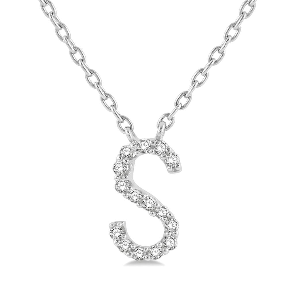 10K White Gold S Initial Diamond Necklace