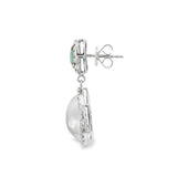 18K White Gold Opals Dangle Earrings