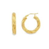 JT ESTATE 14K Yellow Gold 25mm Medium Hoop Earrings
