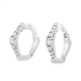 14K White Gold 15Mm Geometric Dimensional Lab Grown Diamonds Hoop Earrings
