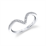 14K White Gold Curved Natural Diamonds Band