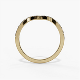 14K Yellow Gold Curved Natural Diamonds Band