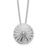 Sterling Silver Natural Diamond Fluted Disc Pendant