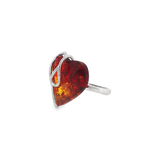 JT ESTATE Sterling Silver Heart Amber Free Form Ring