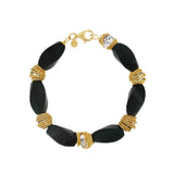 14K Yellow Gold Chunky Onyx Beaded Bracelet