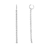 JT ESTATE 14K White Gold Long Dangle Natural Diamond Earrings