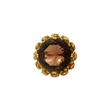 JT ESTATE 14K Yellow Gold Round Smokey Quartz Cocktail Ring