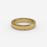 14K Yellow Gold Ribbed Edge Straight Wedding Band
