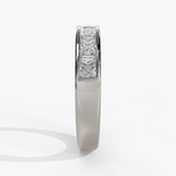 14K White Gold Baguette And Princess Natural Diamond Band