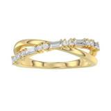 10K Yellow And White Gold Twisted Natural Diamonds Ring