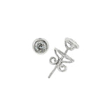 JT ESTATE 14K White Gold Natural Diamond Bezel Set Studs