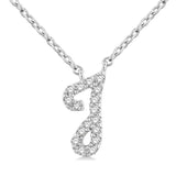 10K White Gold Natural Diamonds Script Initial J Necklace