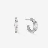 Silver Overlay 'The Maven' Cubic Zirconia Huggie Earrings
