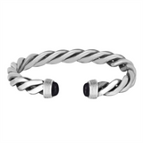 Sterling Silver Twisted Onyx Cuff Bracelet