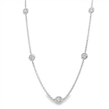 18K White Gold Natural Diamonds Station Necklace