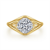 14K Yellow Gold 'Fiori' Split Shank Cushion Natural Diamonds Engagement Ring
