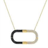 14K Yellow Gold Natural Black And White Diamonds Contemporary Necklace