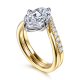 14K Two-Tone 'Crista' Contemporary Oval Natural Diamonds Engagement Ring