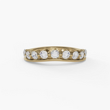 14K Yellow Gold Curved Natural Diamonds Band