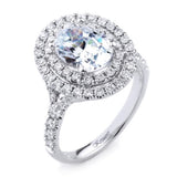 18K White Gold Double Halo Oval Diamond Engagement Ring
