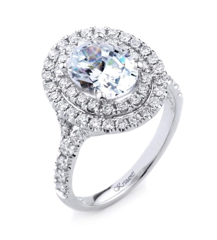 18K White Gold Double Halo Engagement Ring