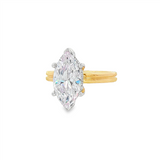 14K Yellow And White Gold Hidden Halo Marquise Diamond Engagement Ring