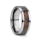 Tungsten Carbide ‘Devonian’ 8mm Blue Dinosaur Bone Inlaid Wedding Band