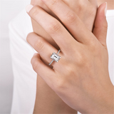 14K White Gold 'Hart' Halo Emerald Cut Natural Diamonds Engagement Ring