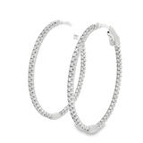 14K White Gold 35Mm Round Inside Out Lab Grown Diamonds Hoop Earrings
