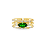 14K Yellow Gold Marquise Russalite Contemporary Ring