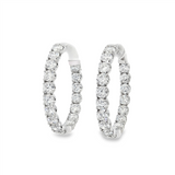 14K White Gold 30Mm Round Inside Out Lab Grown Diamonds Hoop Earrings