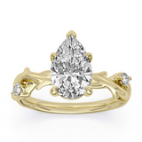 14K Yellow Gold 2.07Ct Pear Lab Grown Diamonds Floral Engagement Ring